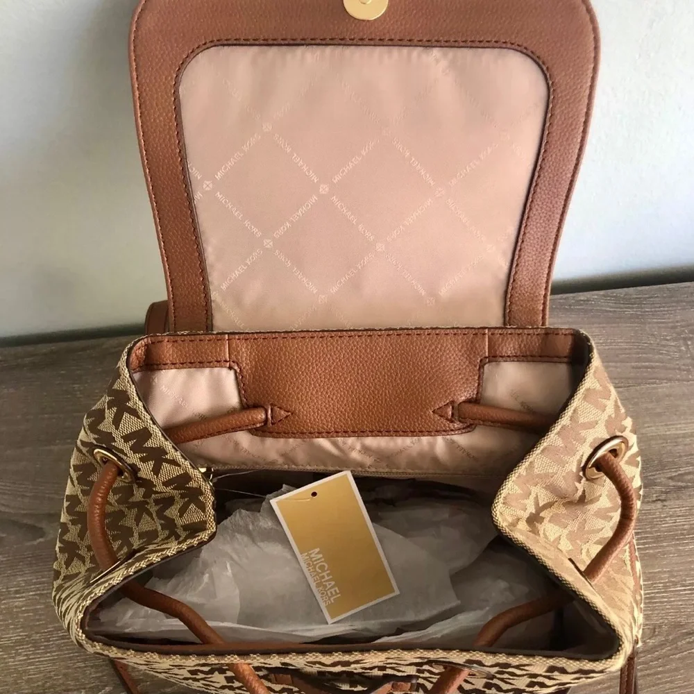 Michael Kors Brown Monogram Backpack - Picture 4 of 9